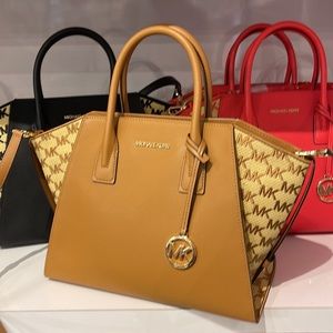 Michael Kors Avril Large Top Zip Satchel Cuoio